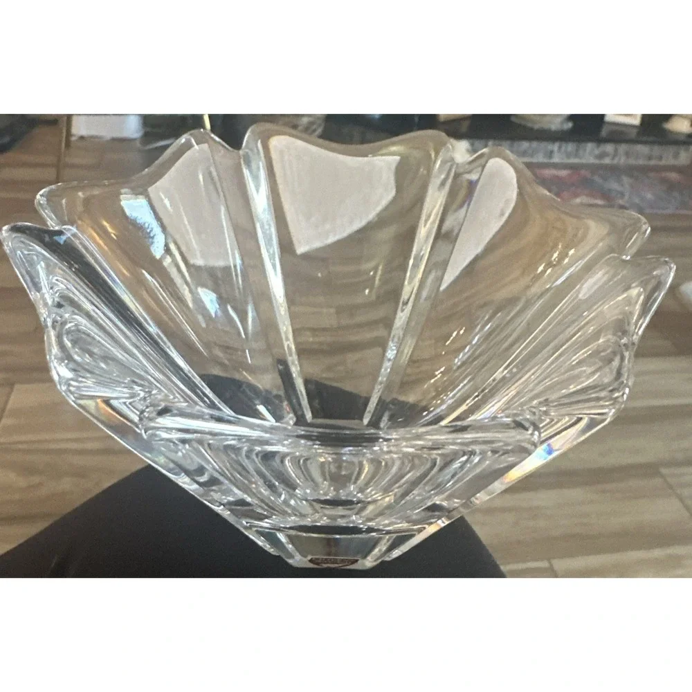 ORREFORS SIGNED BOWL SWEDISH LEAD CRYSTAL LARS HELLSTEN DESIGN ORION Vintage